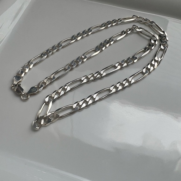 Figaro Chain Necklace Vintage Sterling Silver 925 Italy 22” 6mm 34g NOS - Picture 5 of 7